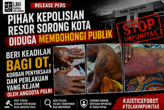 LBH Papua Pos Sorong Menduga Pihak Polres Sorong Kota Membohongi Publik, Soal Penyiksaan Ortizan Tarage